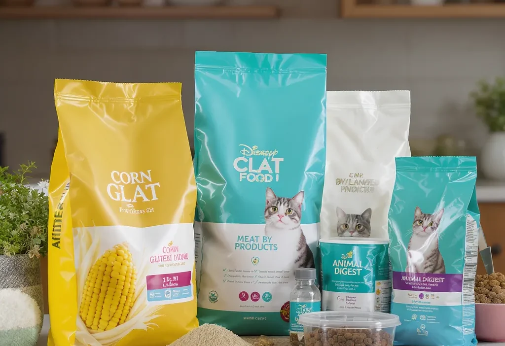 Illustration explaining pet food label terms like fillers, by-products, and vague ingredients