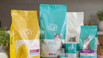 Illustration explaining pet food label terms like fillers, by-products, and vague ingredients