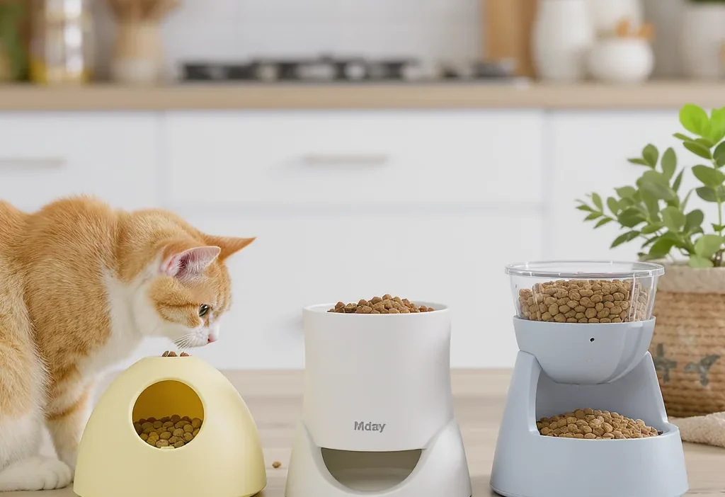 Dog using a puzzle feeder with difficulty level guide showing beginner, intermediate, and advanced settings